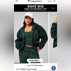 Fabletics Deep Green TahoeTeddy Jacket